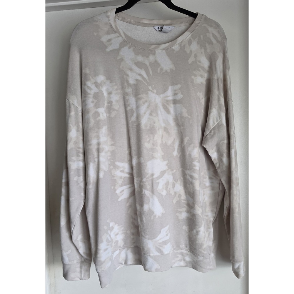 Athleta Pullover Sweatshirt Women M Tie-Dye Beige Long Sleeve Athleisure Top